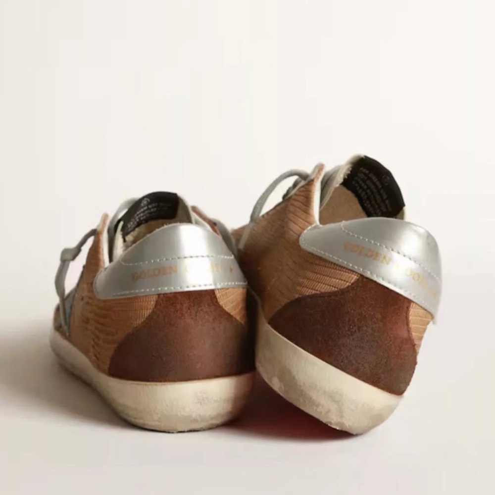 Golden Goose Sneaker Superstar in Brown and Light Blue Glitter, size 39 - Picture 4 of 9